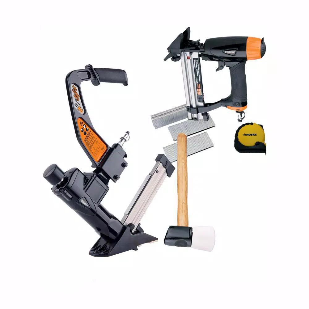 Freeman Ultimate Pneumatic Flooring Nailer Kit with Fasteners (2-Piece) and#8211; XDC Depot