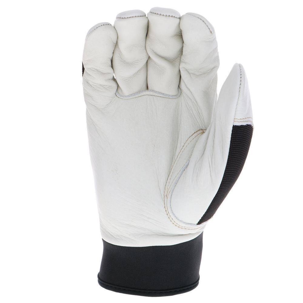 Husky Large Grain Cowhide Water Resistant Leather Performance Work Glove with Spandex Back HK86025-LCC6