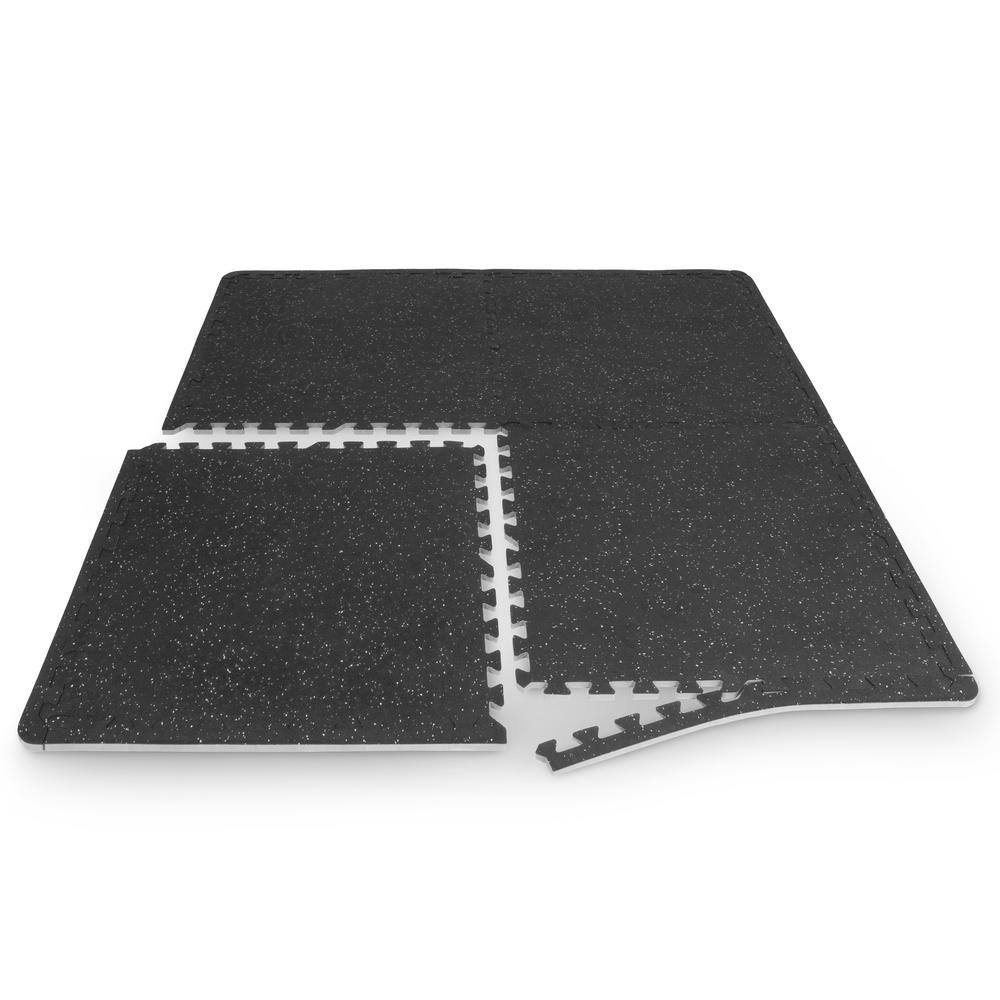 PROSOURCEFIT Rubber Top Thick Exercise Puzzle Mat Grey 24 in. x 24 in. x 0.75 in. EVA Foam Interlocking Tiles (6-Pack (24 sq. ft.) ps-2293-rtt-bg