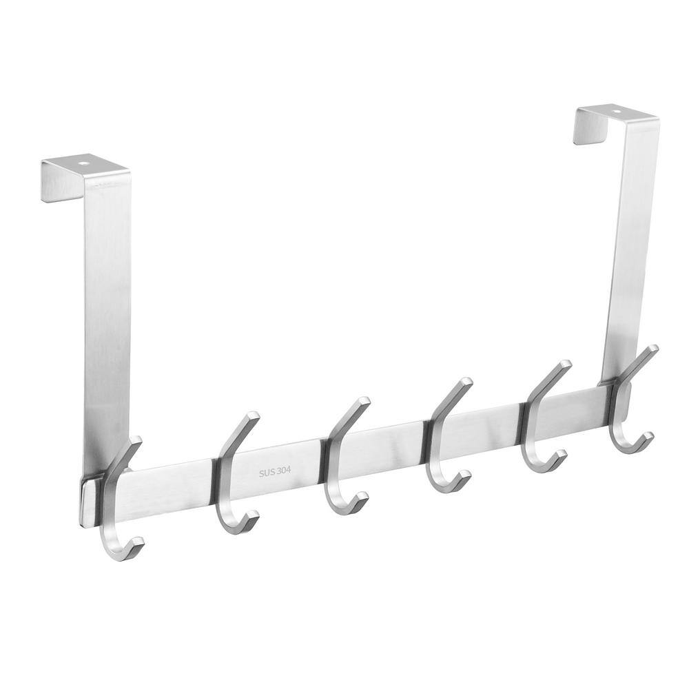 Boyel Living J-Hook Stainless Steel 6-Robe Hook in Brushed Nickel 16.93 in. W x 1.78 in. D x 8.27 in. H BMG320-10N-SS