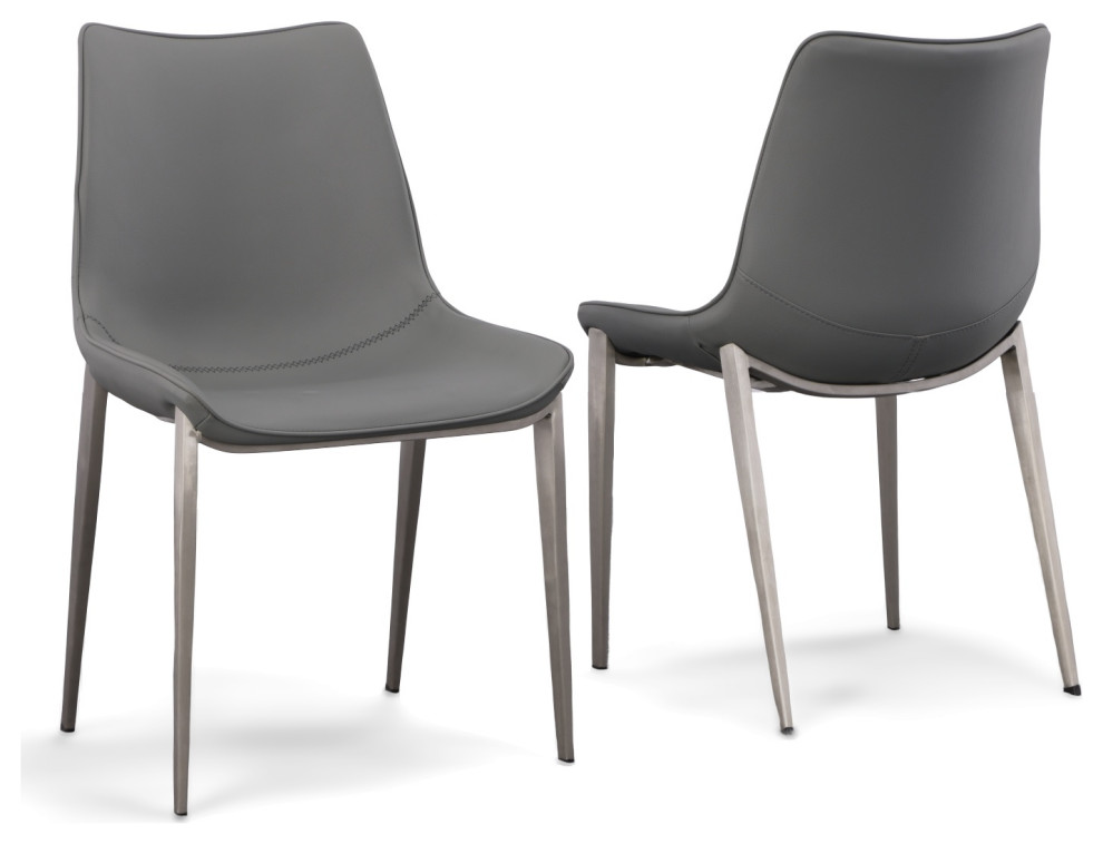 Modrest Frasier Modern Gray Eco Leather Dining Chairs  Set of 2   Midcentury   Dining Chairs   by Vig Furniture Inc.  Houzz