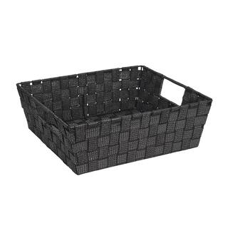 Simplify Large Lurex Striped Woven Strap Shelf Tote 26243-BLK-SILVER