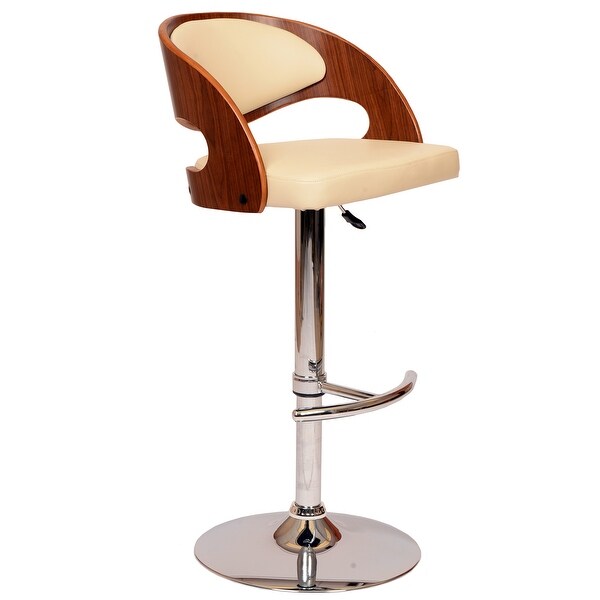 Malibu Swivel Barstool with Walnut Veneer and Chrome Base