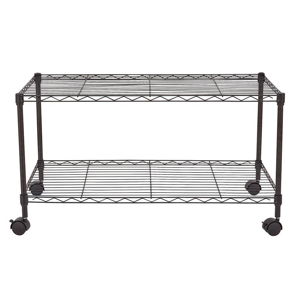 Karl home 2-Shelf Steel 4-Wheeled Media Cart in Black 989073916947