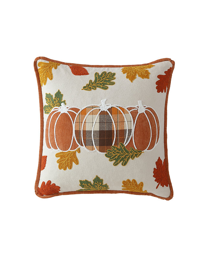 ID HOME FASHIONS Pumpkin Harvest Embroidered Decorative Pillow， 20