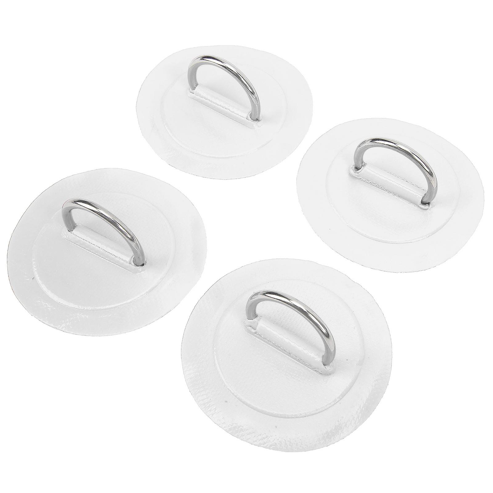 4 Pcs Inflatable Boat Dring Pad Patch Pvc Durable Marine Stainless Steel Fixed Bucklewhite