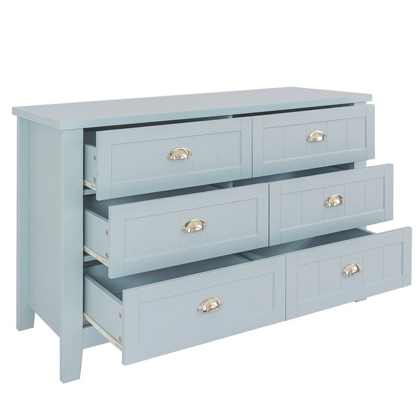 6-Drawer Dresser Storage Cabinet， Modern Chest Bar Cabint for Living Room Bedroom - - 37152572