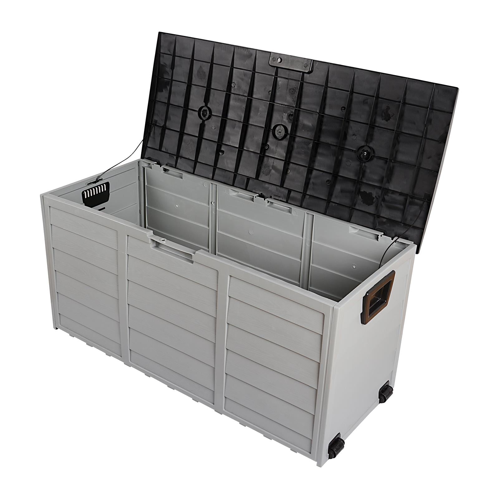 Ktaxon 75gal Outdoor Garden Plastic Storage Deck Box Chest Tools Black