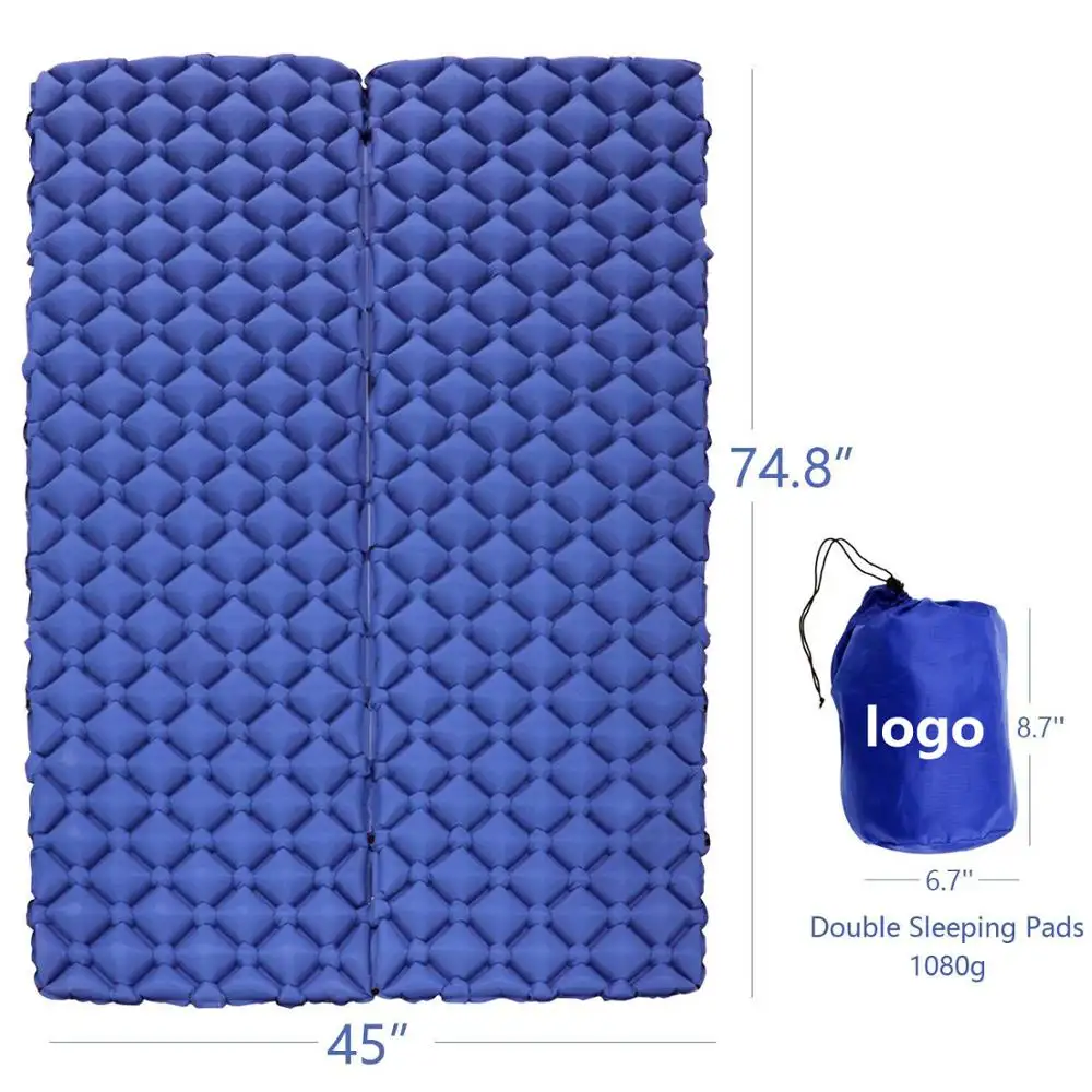 Double Sleeping Pad  Ultralight Sleeping Mat Camping Sleeping Pad for 2 Person/ Folding Camping Mat for Outdoor Backpacking