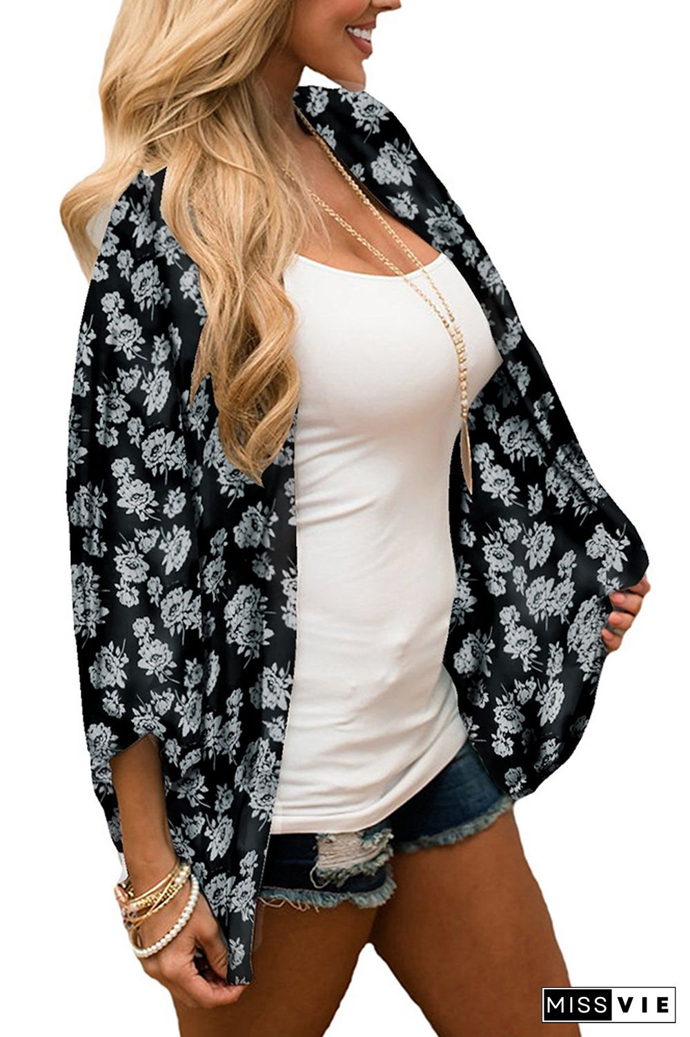 Casual Chiffon Print Sunscreen Blouse Cover up