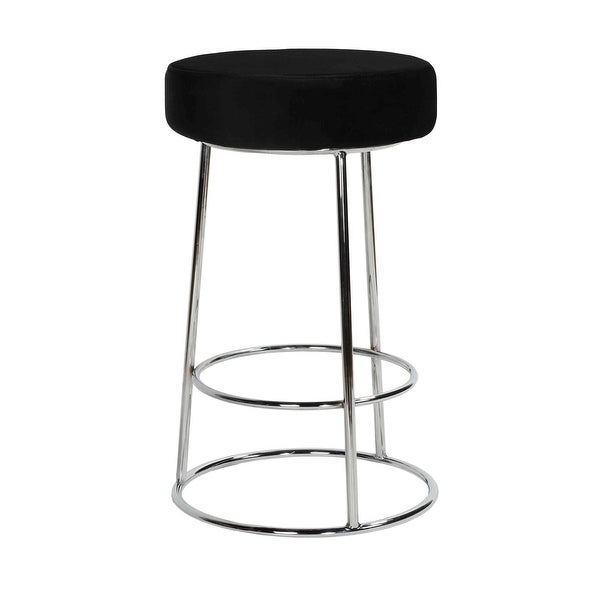 Cortesi Home Bodiam Counterstool in Black Velvet， with Chrome， 24