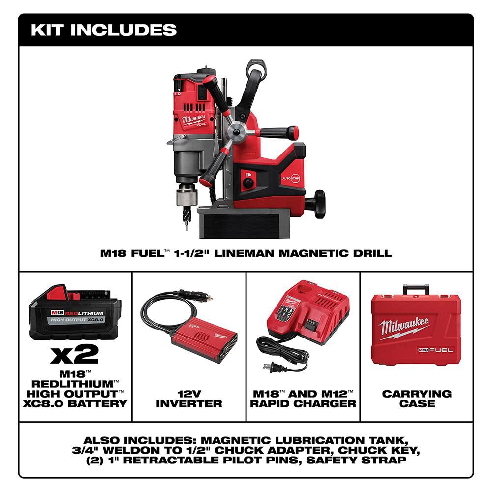 Milwaukee M18 FUEL 1-1/2" Lineman Magnetic Drill Kit 2788-22HD from Milwaukee