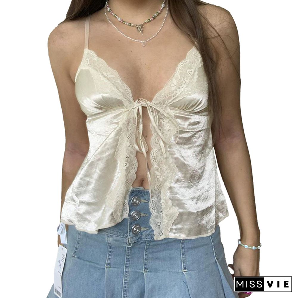 Summer Lace Camisole Tops Beige Pink Women Sleeveless V Neck Slim Fit Tank Top Sweet Sexy Fashion Sweet Crop Top