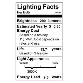 EcoSmart 25-Watt Equivalent B11 Blunt Tip Dimmable E12 Candelabra Clear Glass LED Vintage Edison Light Bulb Bright White (3-Pack) FG-04190