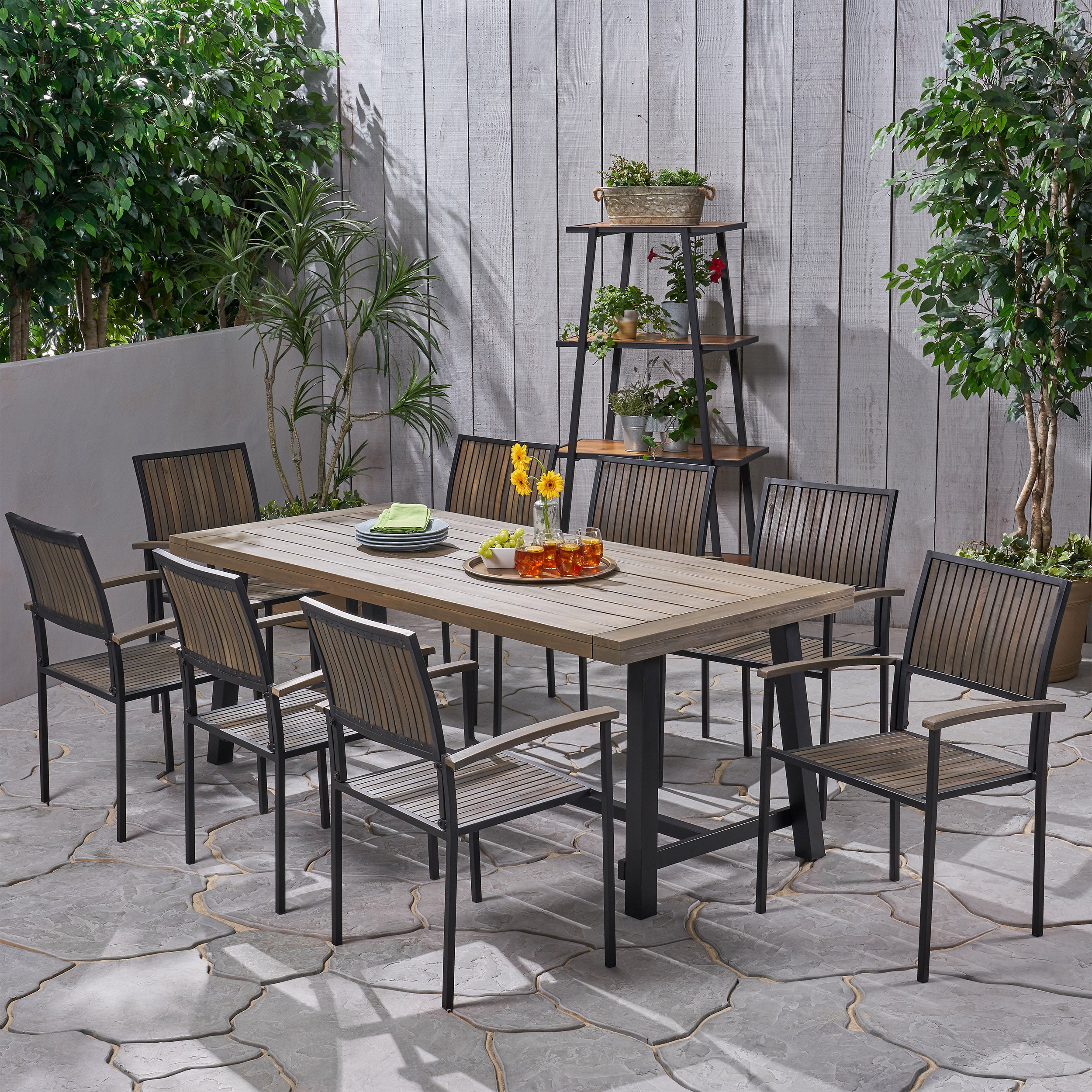 Cherry Outdoor Acacia Wood 8 Seater Dining Set