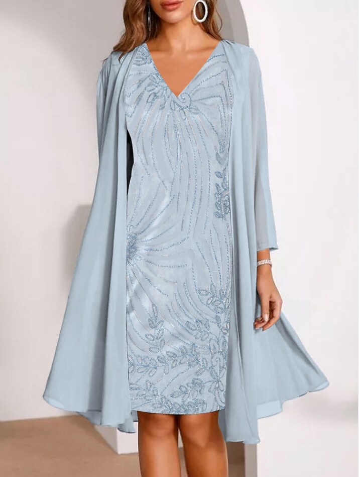 Women's Dress Set Two Piece Dress Blue Purple Khaki Long Sleeve Floral Pure Color Sequins Ruched Winter Fall V Neck Elegant Casual Classic Fall Dress 2022 S M L XL XXL 3XL / Winter Dress