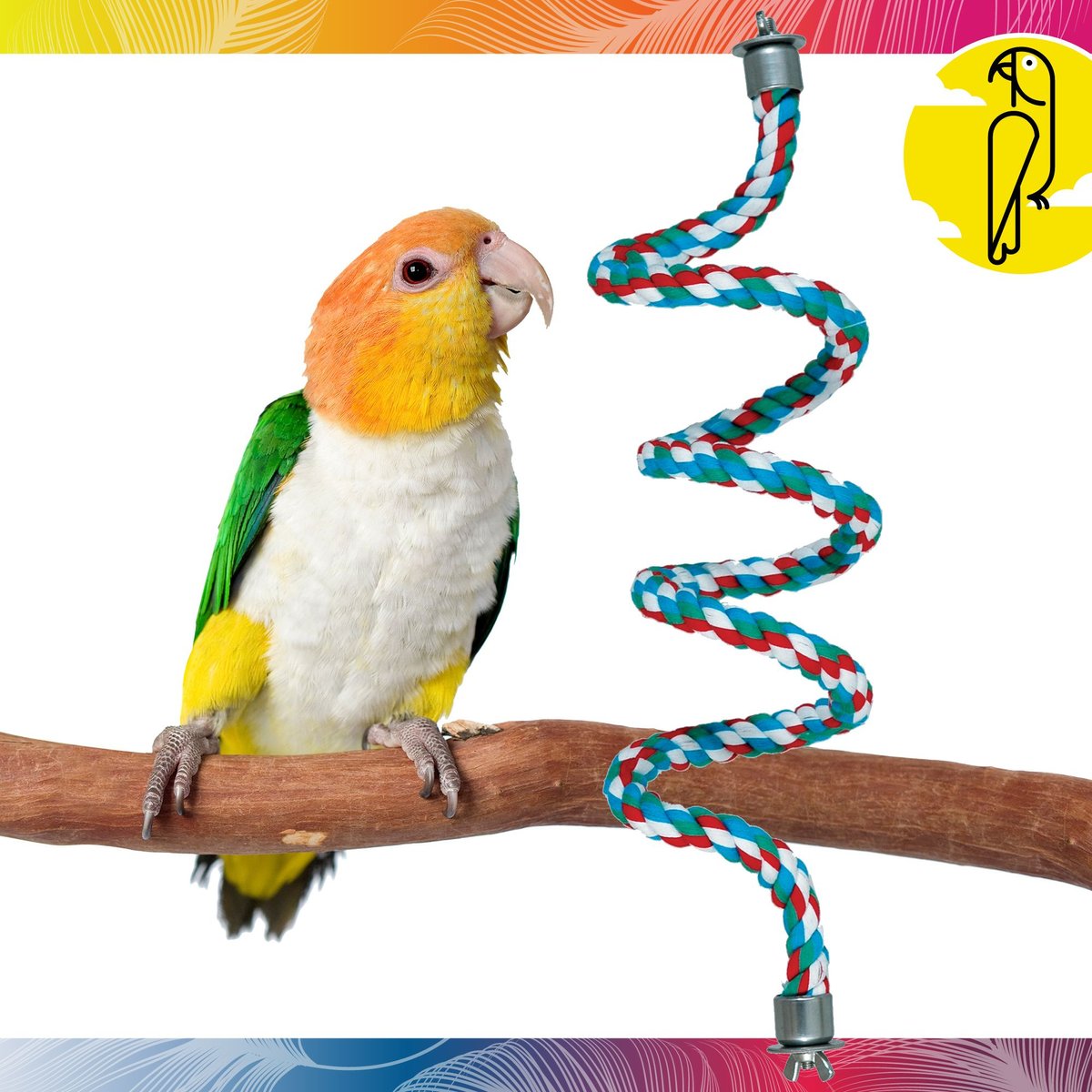 Caitec Featherland Paradise Curled Cotton Perch Bird Toy