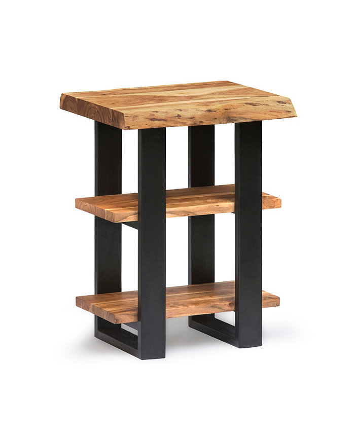 Alaterre Furniture Alpine Natural Live Edge Wood 2-Shelf End Table