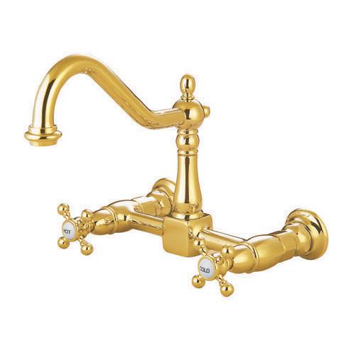 Kingston Brass KS1241AX Heritage 8 in. Wall Mount Kitchen Faucet， Polished Chrome