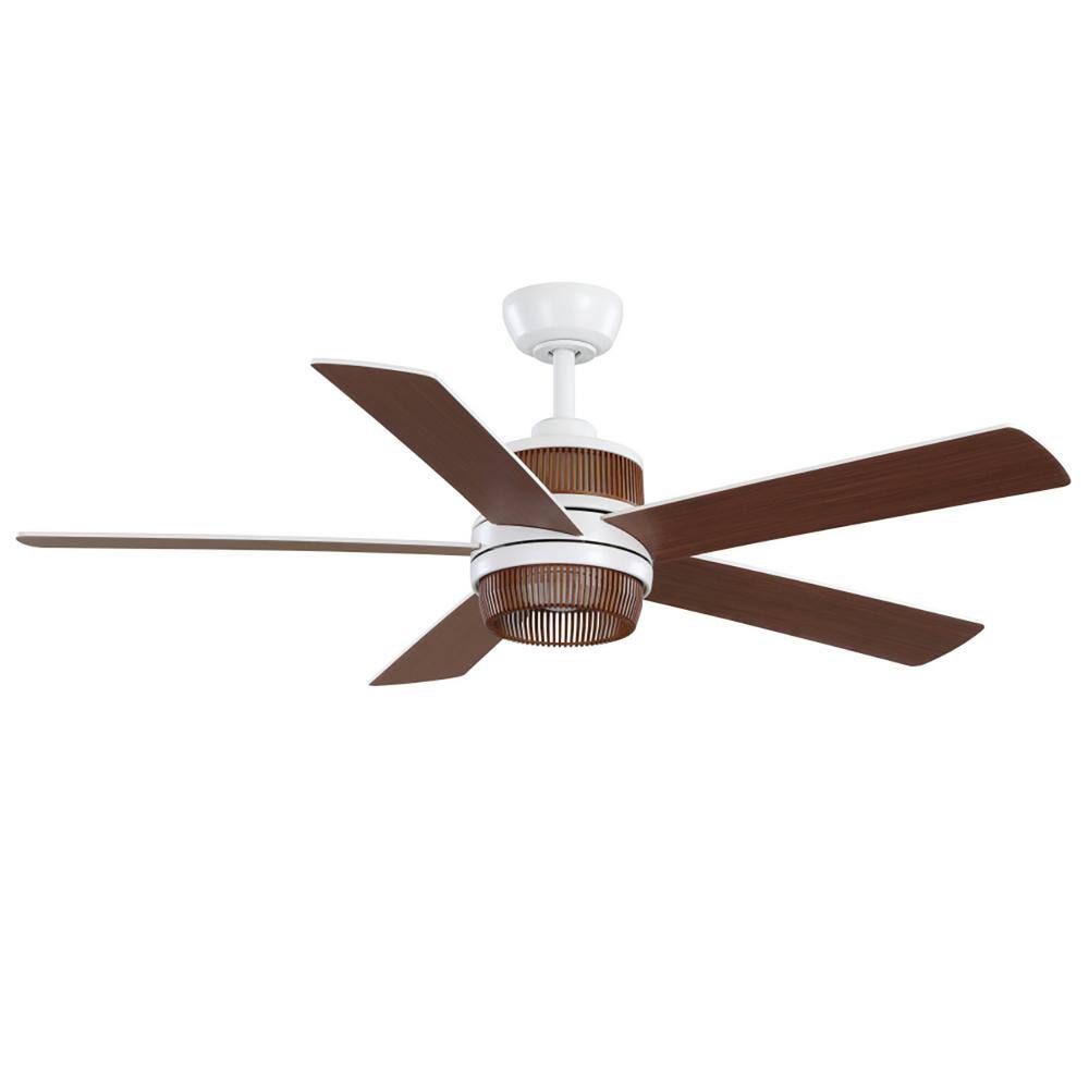 Hampton Bay Tonham 52 in. White Changing Integrated LED Indoor Matte White Ceiling Fan with Remote Control Included 92328