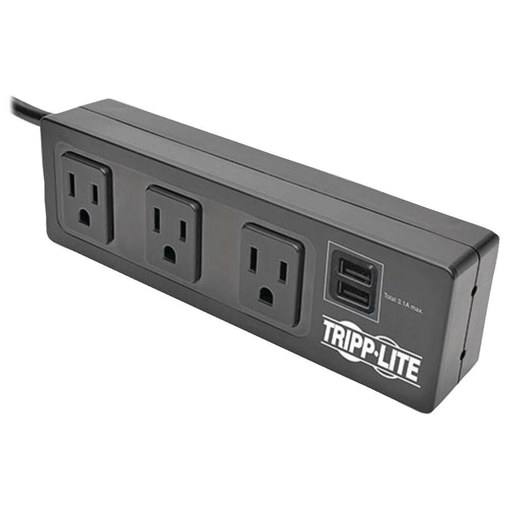 Tripp Lite Protect It 3-Outlet with 2 USB Ports and Desk Clamp Surge Protector TLP310USBC