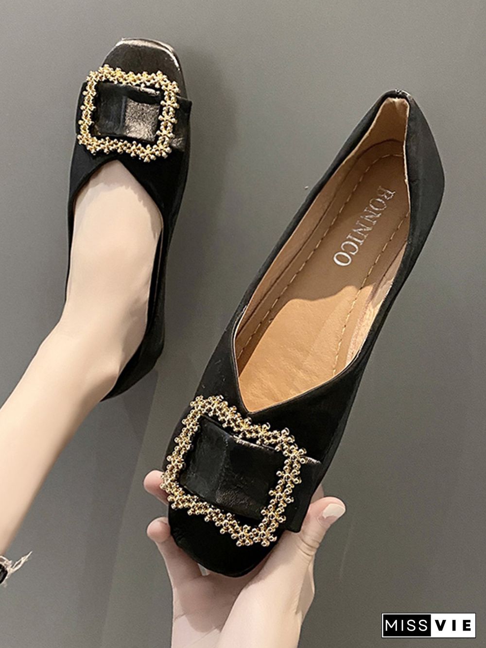 Women Plain All Season Urban Non-Slip Commuting Flat Heel Round Toe Plus Size Shallow Shoes Flats