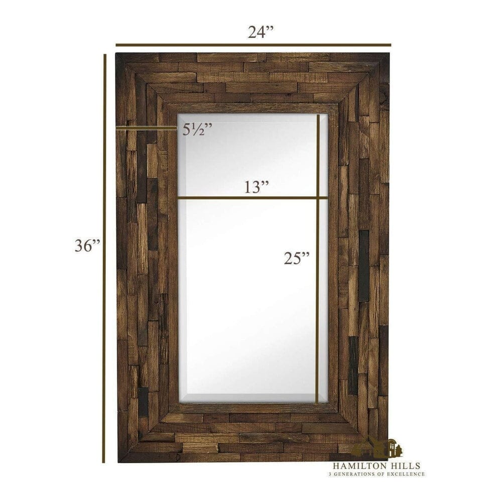 Rustic Natural Wood Framed Wall Mirror (24