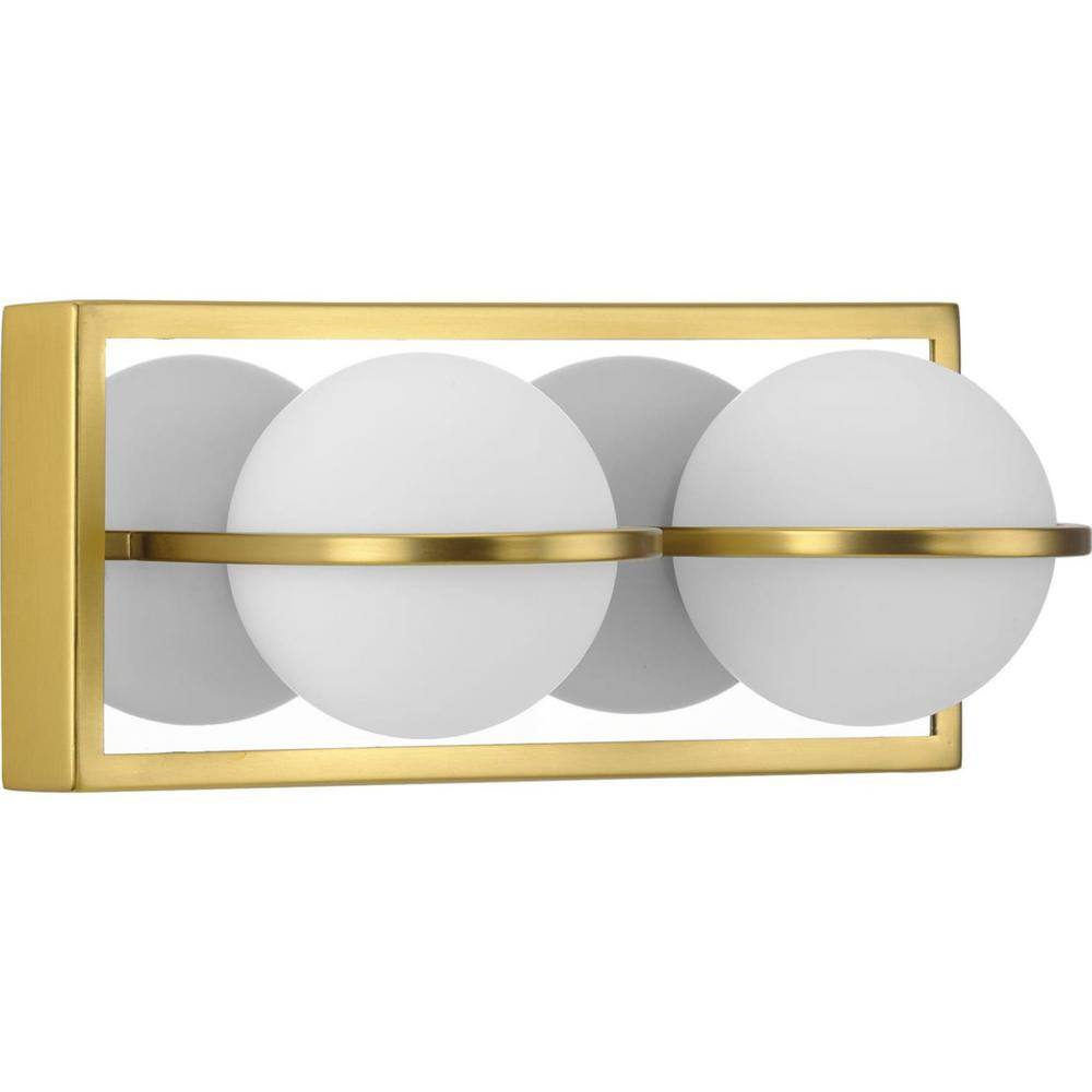 Progress Lighting Pearl LED Collection 2-Light Satin Brass Opal Glass LED Modern Wall Light P300311-012-30