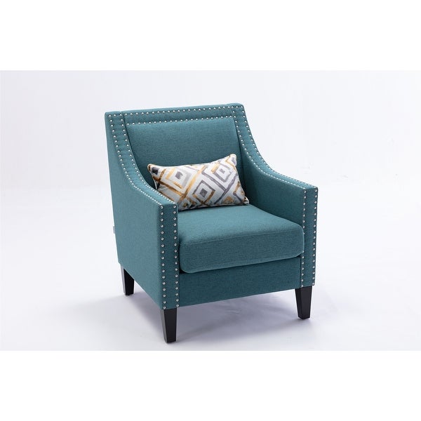 Accent Chair with Nailheads， Tight Back and Solid Wood Legs