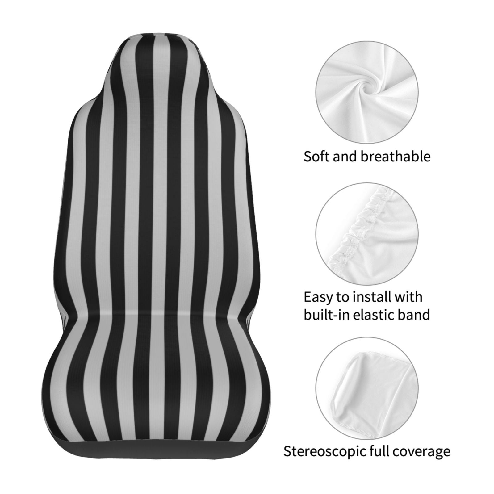 TEQUAN Front Seat Covers， Black Lattice Stripes Pattern 2 Piece Car Seat Cover Fit Most Car SUV Truck Van