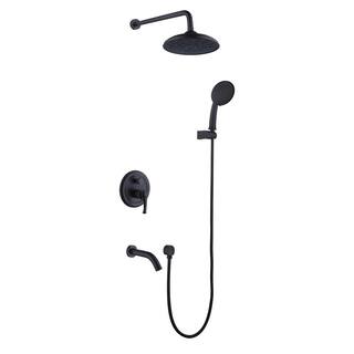 CASAINC 3-Spray Patterns 8.3 in. Tub Wall Mount Dual Shower Heads in Spot Resist Oil-Rubbed Bronze HM-B208-SQ-ORB