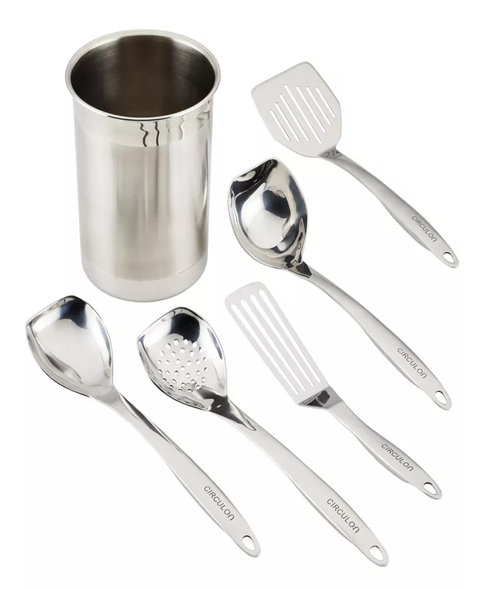 Circulon Tools Stainless Steel Kitchen Tools with Crock， Set of 6