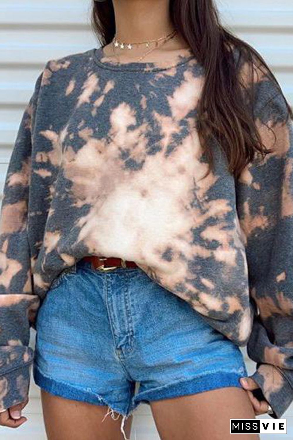 Round Neck Tie Dye Print Sweatshirt