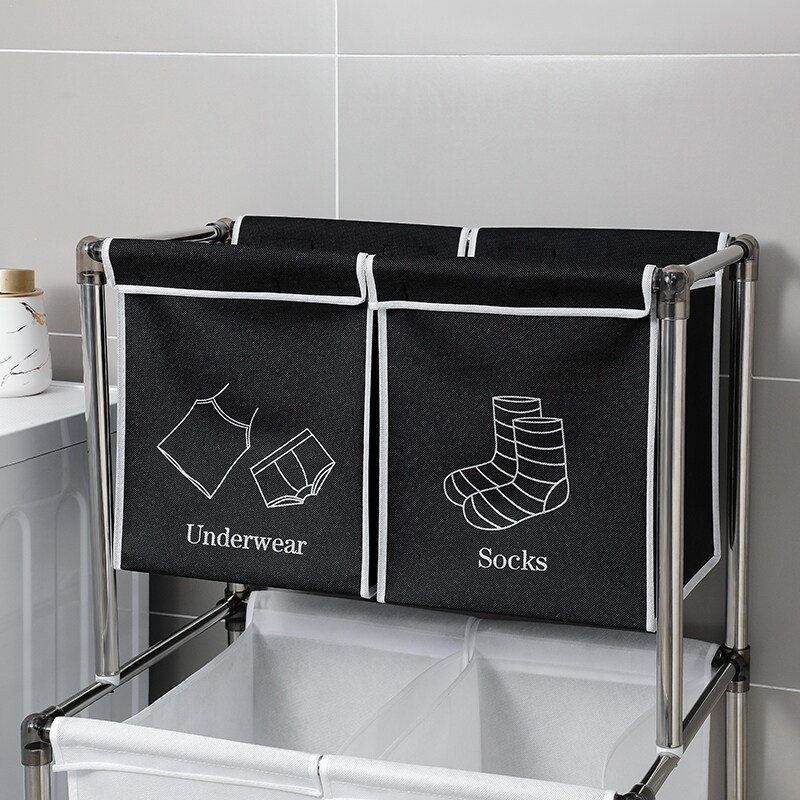 Standing Dirty Clothes Hamper Laundry Hamper Laundry Basket Sorter with 4 Removable Canvas Labeled Bags