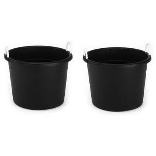 HOMZ 18 Gal. Black Plastic Utility Storage Bucket Tub wRope Handles (6-Pack) 3 x 0402BKDC.02