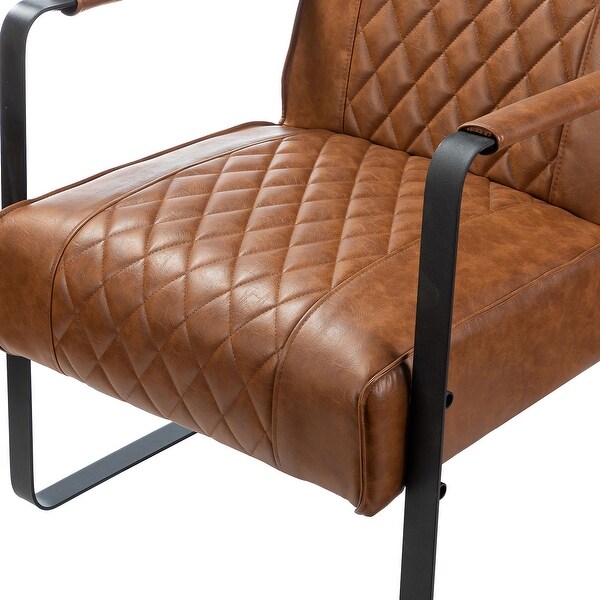 Lagash Mid Century Modern PU Leather Accent Armchair with Tufted Back by HULALA HOME