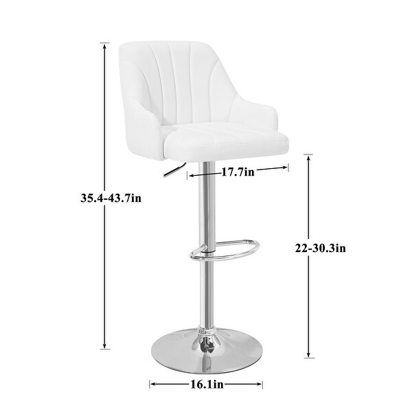 Adjustable Armless Swivel PU Leather Bar Stools Chrome Air Lift Counter Height Stools Set of 2