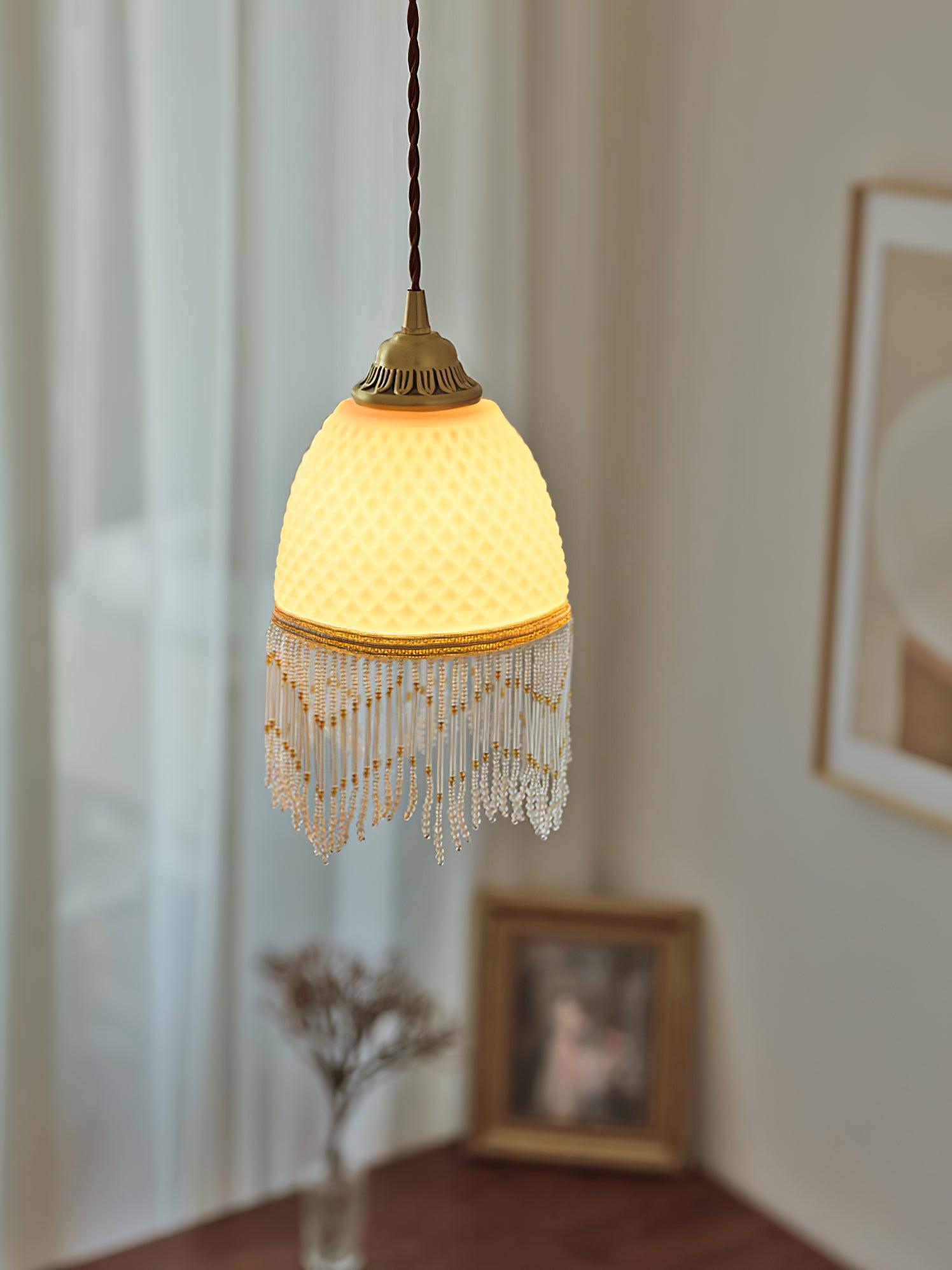 Mesh Tassel Glass Pendant Light