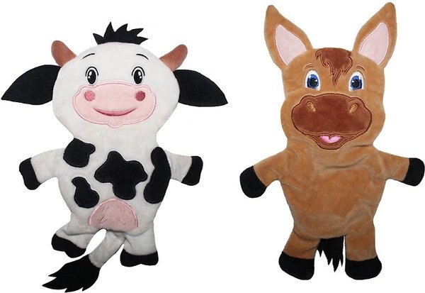 Piggy Poo and Crew Cow and Horse Paper Crinkle Squeaker Toy， 2 count