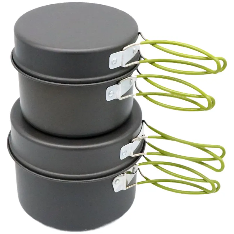 Portable Aluminum Pots for Outdoor BBQ Travel Backpacking Hiking Picnic  Cookset  with Folding Handle