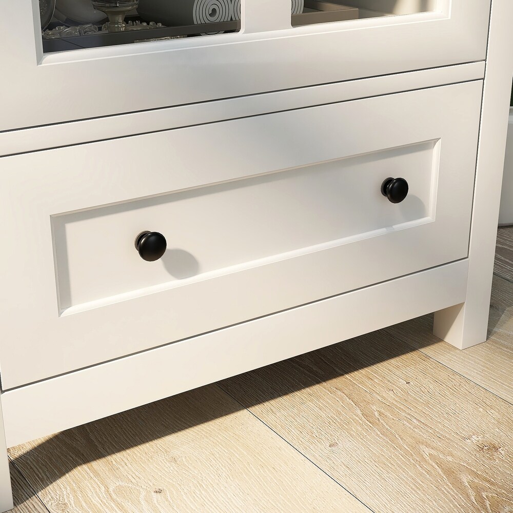 Modern Kitchen Buffet Sideboard Storage Cabinet with Glass Doors and Drawers