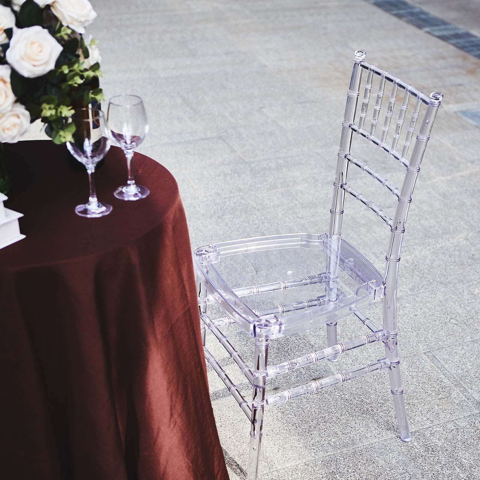 Clear Resin Transparent Chiavari Chair, Armless Stackable Event Chair