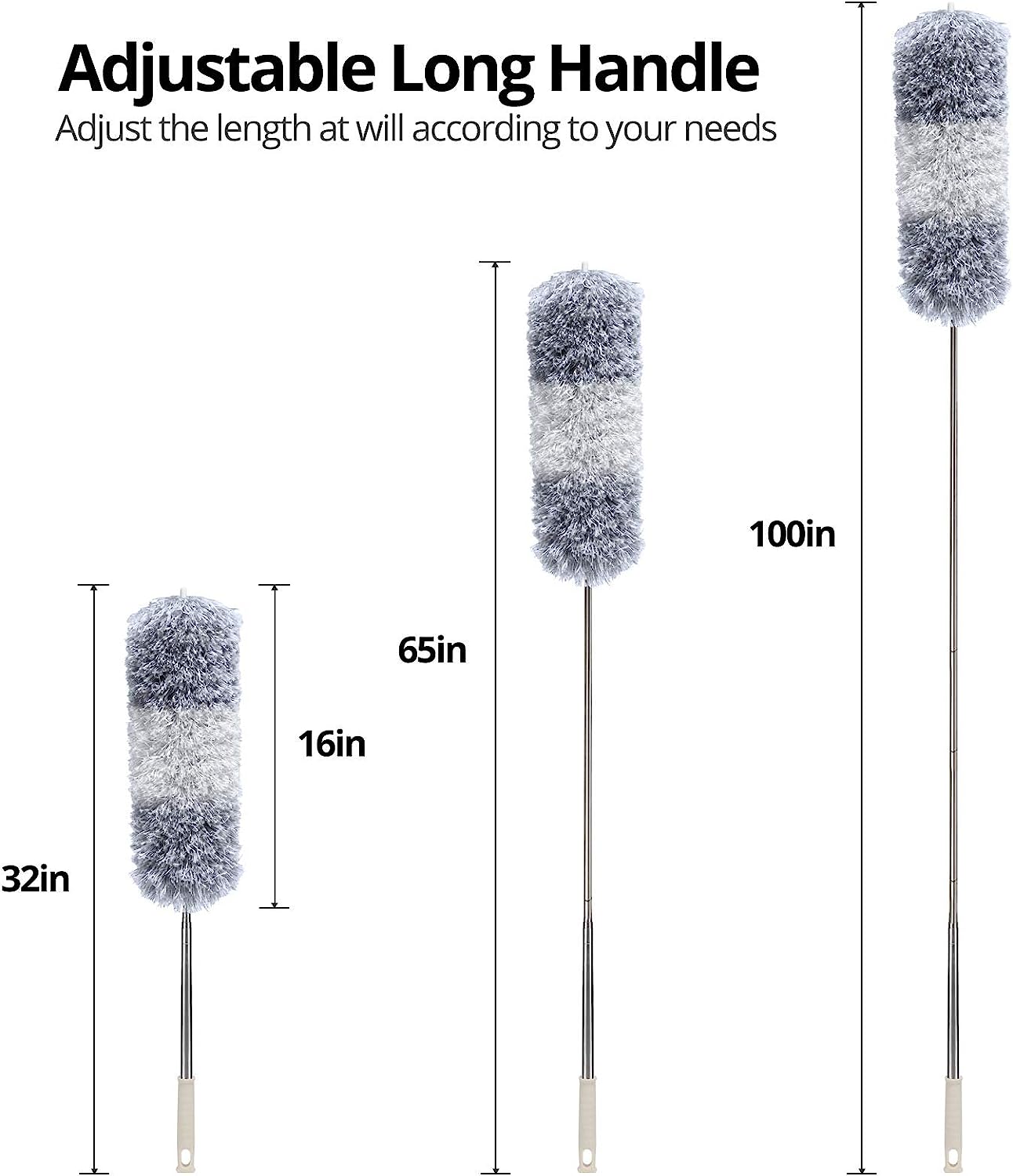 DELUX Microfiber Extendable Feather Duster with 100 inches Extra Long Pole, Bendable Head & Long Handle Dusters for Cleaning Ceiling Fan, High Ceiling, Blinds, Furniture & Cars