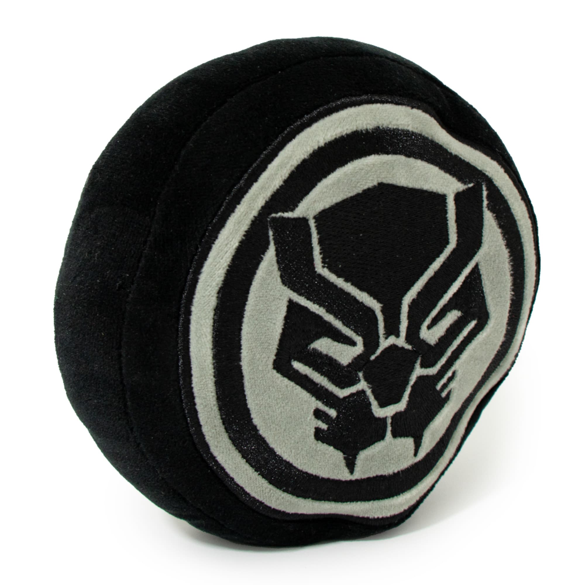 BUCKLE-DOWN Black/Silver Marvel Black Panther Icon Plush Squeaker Dog Toy， X-Small