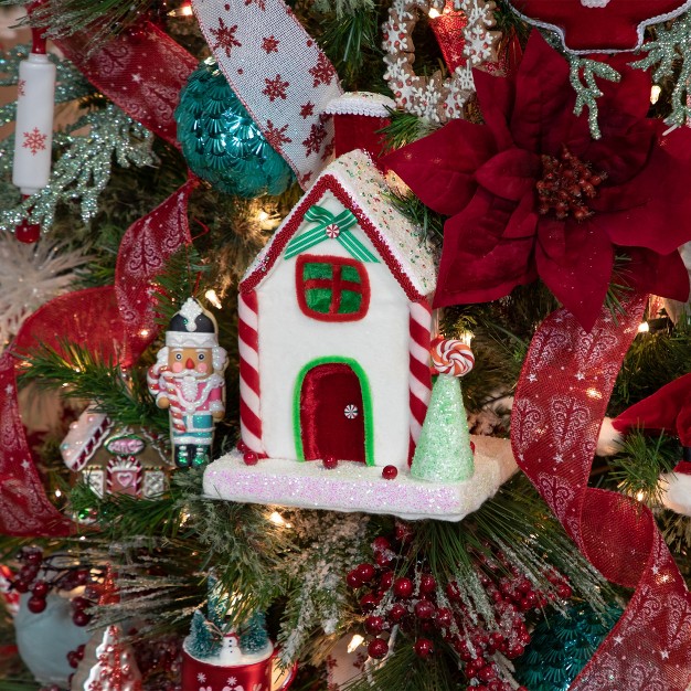 White And Red Peppermint Candy House Christmas Decoration