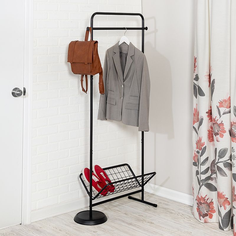 Honey-Can-Do Swivel Coat Rack Valet with Basket