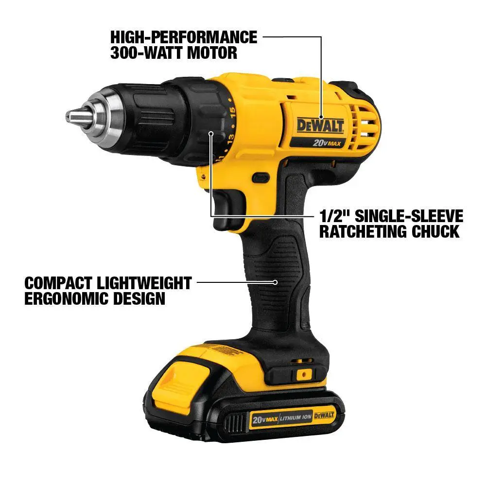 DEWALT 20V MAX Cordless 12 in. DrillDriver 14 in. Impact Driver (2) 20V 1.3Ah Batteries (1) 20V 4.0Ah Battery  Charger DCD771C2WDCF887