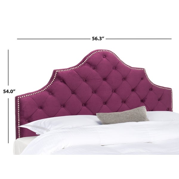 SAFAVIEH Arebelle Aubergine Velvet Upholstered Tufted Headboard - Silver Nailhead (Full) - - 11551688