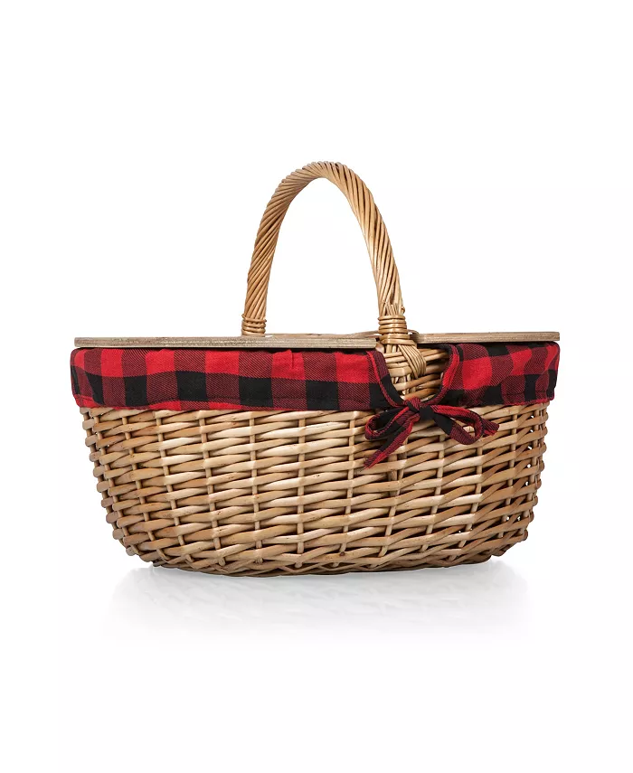 Picnic Time Country Red and Black Buffalo Plaid Picnic Basket