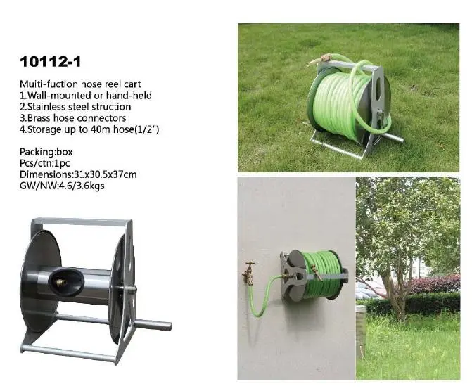 Ready To Ship Large Capacity Garden Water Irrigation Stainless Steel Hand Held Or Wall Mounted Hose Reel